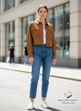 The Style Between Us Cropped Utility Jacket Sz M NWT
